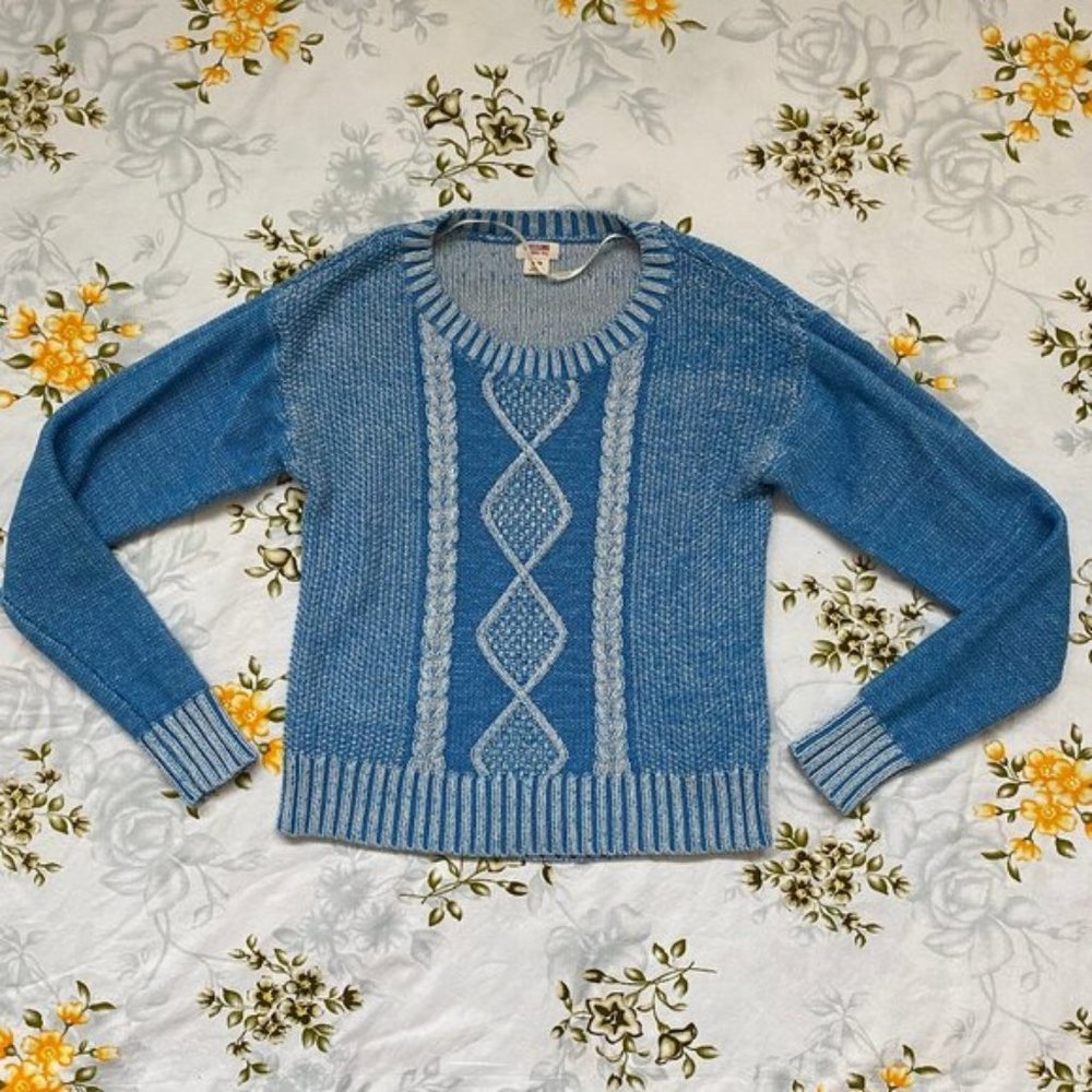 Mossimo Size M Blue Cable Knit Sweater